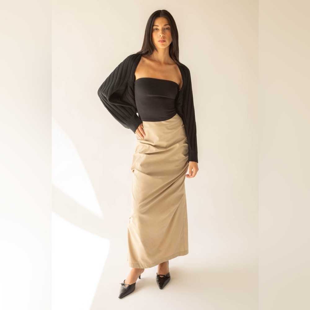Oak and Fort Gathered Column Maxi Skirt 100% Cotton